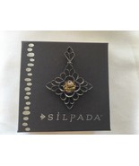 SILPADA Oxidized Sterling Silver Citrine CZ  Center Pendant Pin Brooch S... - £38.50 GBP