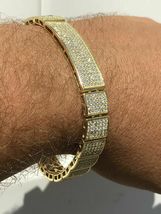 12Ct Round Cut Diamond Hip Hop Men Cuban Bracelet 14K Yellow Gold Finish - £239.90 GBP