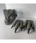 Jurassic Park VELOCIRAPTOR BLUE Dinosaur Dino Mask &amp;claws Raptor Sound &amp;... - £43.78 GBP