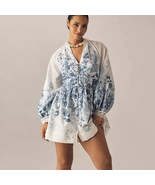 Women&#39;s Clothing Floral Vintage Stand-up Collar Puff Sleeve Dress - $26.50