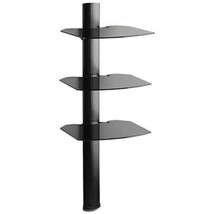 OMNIMOUNT TRIA B 3-Shelf Glass Wall Mount Furniture Entertaiment System Black - £131.18 GBP