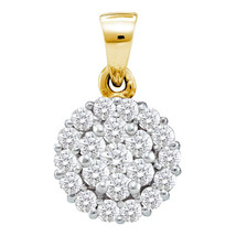 14k Yellow Gold Womens Round Diamond Flower Cluster Pendant 7/8 Cttw - £803.71 GBP