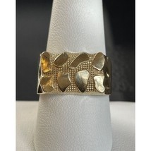 MENS  YELLOW GOLD NUGGET PATTERN SIGNET RING SIZE 10.5 SKY - £281.84 GBP