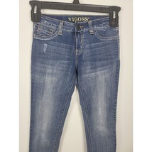 Vigoss Raw Hem Skinny Leg Jeans 10 Girls Adjustable Waist Mid Rise Sequi... - $15.18