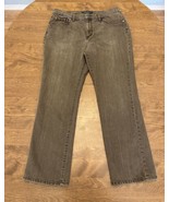 Ralph Lauren LRL Jeans Womens 12P Petite Brown Denim Straight High Rise ... - $22.33