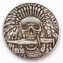 Copper Craft  Coin “Skull Native Warrior  “23mm Hobo Nickel Coin - €2,42 EUR