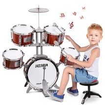 Drum Set For Kids Musical Instruments Kids Drum Set With Stool, Cymbal, Drum Sti - £73.77 GBP