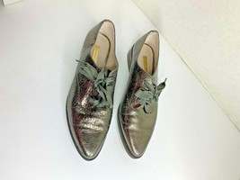 Louise Et Cie Womens Sz 7.5 metallic Lace Tie Up Shoes Leather Pointed Toe - $39.59