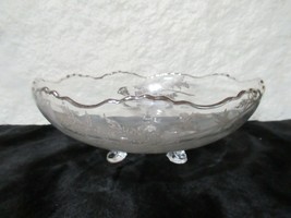 Cambridge Caprice Glass Footed Bowl with Metallic Flowers - £30.25 GBP
