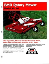 One(1) BMB Rotary Mower Model XL-100 Dealer Sales Specs Accessory Brochure - £12.55 GBP