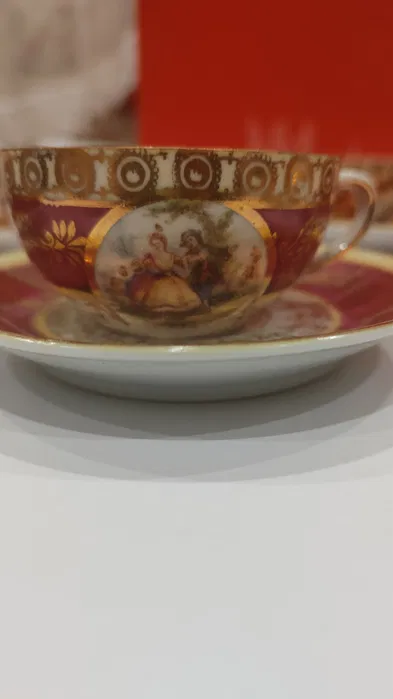 Vintage Tea set 8 cups + 8 saucers porcelain 19-20th century Unique - £78.63 GBP