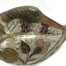 Vintage Vase Duck Bird Enameled Brass Metal Cloisonne Woodland Floral - £23.69 GBP