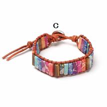 Fashion ment Handmade Prayer Natural Stone Leather Wrap Bangle Tube Bead... - £11.05 GBP