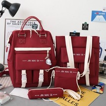 4pcs Set Canvas School Bags for Teenage Girls Backpack Women Handbag  Bags Child - £82.49 GBP