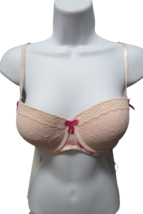 Womens Underwire Push Up Bra Pink W/Roses Size 36C Unbranded - £11.68 GBP