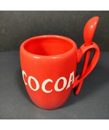 Red BELLA COCOA Mug with Spoon 14oz Ceramic Coffee Cup China Hot Chocolate - $14.55
