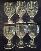 Hazel Atlas Water Goblets (6) 5-1/2" x 3-1/8" Clear Glass - $48.00