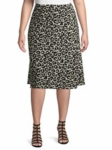 Terra &amp; Sky Women&#39;s Plus Midi Length Slip Skirt Size 2X (20-22W) Leopard... - $21.28