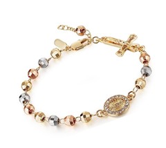 Virgin Mary Rosary Bead Cross Bracelet Virgin of Link - £43.37 GBP