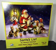 Santa&#39;s List by Howard Robinson 1000 pc Puzzle COMPLETE SunsOut #59341 2... - $12.86