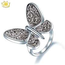 Stock Clearance Sterling Silver Rings Druzy Agate Butterfly Design Lovely Style  - £20.71 GBP