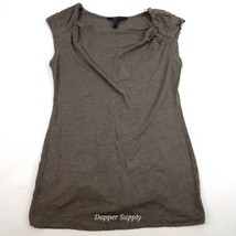 BCBG MAXAZRIA Small Scoop Neck Shirt Zipper Shoulders Brown  - $9.80