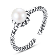 Creative S925 Silver Open Ring with Fresh Water Pearl SR0133 - £7.59 GBP