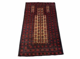 3 X 3.5 New Vintage Handmade Wool Rug Tribal Turkoman Balouch Red Prayer... - $197.65
