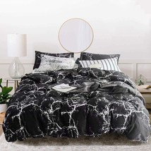Black Marble Comforter Set Queen Black Grey White Comforter Bedding Sets Queen M - £106.93 GBP