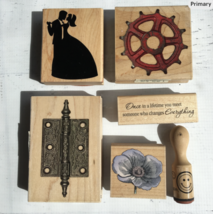 Stamps, gently used, 6 pieces, Stampabilities, Hero Arts and Misc, wood ... - $16.75