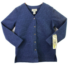 Original TY Wear Womens Petite 10P Quilted Jacket Blue Geometric Buttons New - £20.99 GBP