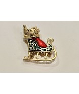Vintage Danecraft Santa’s Sleigh Pin/Brooch  Enamel Gold Tone - $6.79 CAD