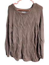 Women&#39;s Sonoma Pullover L/S Cable-knit Sweater - Size XL - Brown - £15.82 GBP