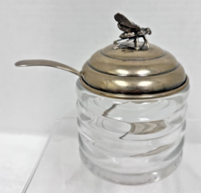 Vintage Sterling Silver Marked Figural Bee Lid and Spoon Honey Jar Pot 4... - $193.05