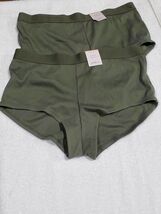 2 Pair Auden Women's Medium  (8-10) Cotton Ribbed Olive Boyshorts image 2