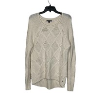 American Eagle Open Knit Sweater Size Small Cream Cotton Wool Stretch Blend  - £15.47 GBP