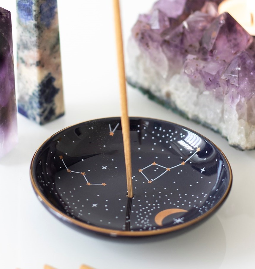 Sacred Symbol Astrology Constellation Moon And Stars Incense Holder Trin... - $16.99
