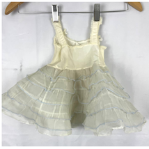 VTG Baby Girl Dress 24 MO Cream with Blue Trim Embroidered - £13.66 GBP