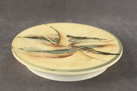 Vintage Studio Art Pottery MCM Mid Century Modern Sage Green Rust Trivet Plate - £23.17 GBP