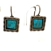 Vintage Sterling Signed 925 Silpada Handmade Oxidized Turquoise Stone Earrings - £43.52 GBP