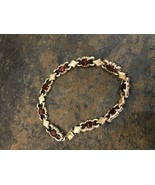 2Ct Oval Cut Simulated Red Garnet Link Tennis Bracelet Gold Plated 925 S... - £148.05 GBP