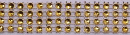 Gold Faux Gemstones Rhinestones 4 Rows on Silver Mesh Banding Trim BTY M216.10 - $2.99