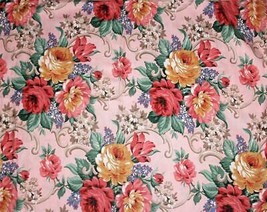 VTG Daisy Kingdom &quot;Grannies Roses&quot; Shabby Floral Barkcloth-Look Fabric BTY 1997 - £17.57 GBP