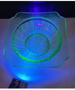 JEANETTE DEPRESSION URANIUM SQUARE CEREAL BOWL GREEN ADAM PATTERN - $41.73