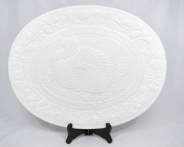 Kitchen Worthy White Turkey Embossed Oval Serving Platter Large  - $38.60
