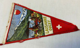 Vtg Tourist Souvenir Travel Pennant Laussanne Ouchy Switzerland - $29.95