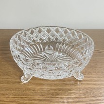 Vintage Diamond Cut Crystal Bowl 3 Footed Candy Dish Trinket Holder 6” W... - £14.71 GBP