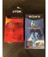 Lot Of 2 Sony &amp; TDK VHS Tape 6 Hrs Premium Grade T-120 Blank New Sealed - $225.97 MXN
