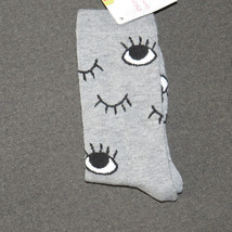 Xhilaration Gray Eye Eyelash Print Crew Socks - £3.86 GBP