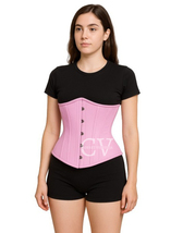 Pink Satin Underbust Corset Halloween Costume Waist Trainer - $69.99+